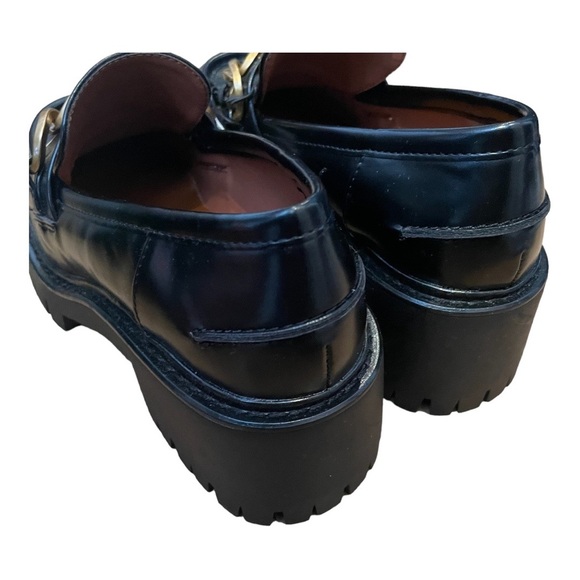 ZARA GOLD CHAIN DETAIL LUG SOLE HEELED LOAFERS - Picture 9 of 10